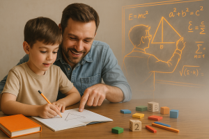 школьник чертит фигуру, визуализация профессии математика